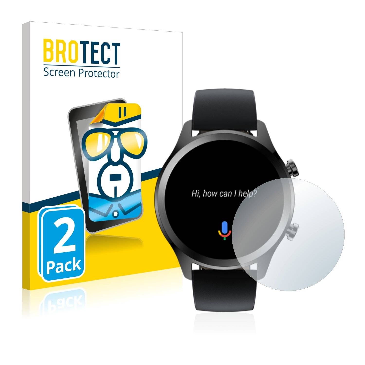 2x BROTECT HD-Clear Displayschutzfolie für Mobvoi Ticwatch C2