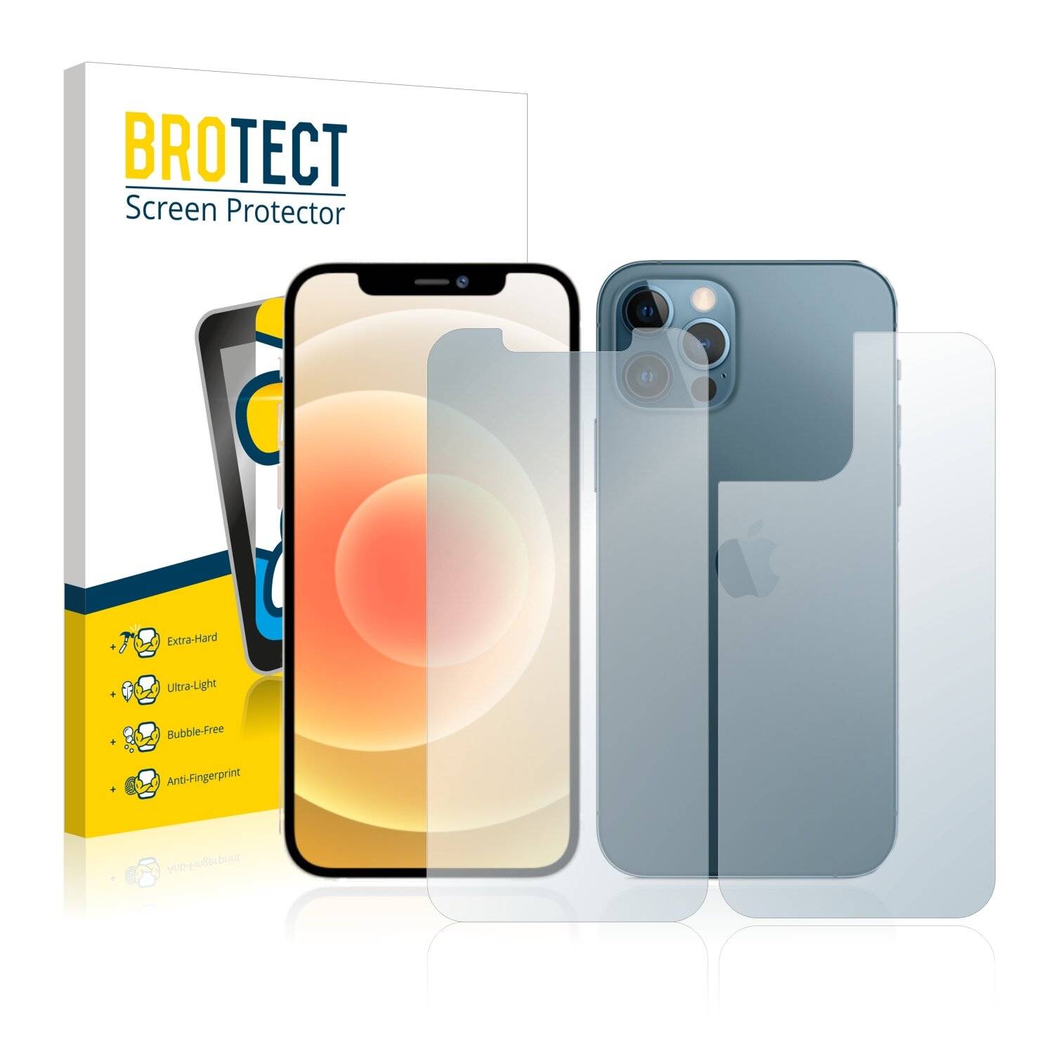 BROTECT AirGlass Schutzglas Folie für Apple iPhone 12 Pro Max (Vorder +