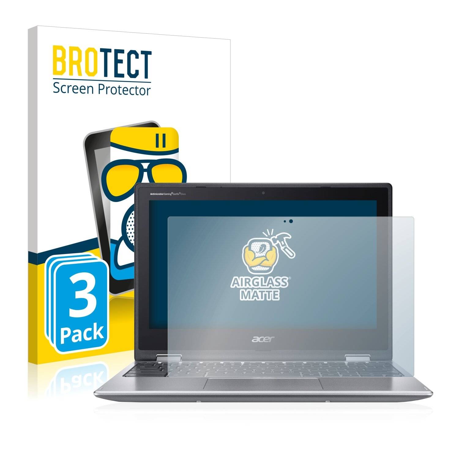 3x BROTECT AirGlass Matte Schutzglas Folie für Acer Chromebook Spin