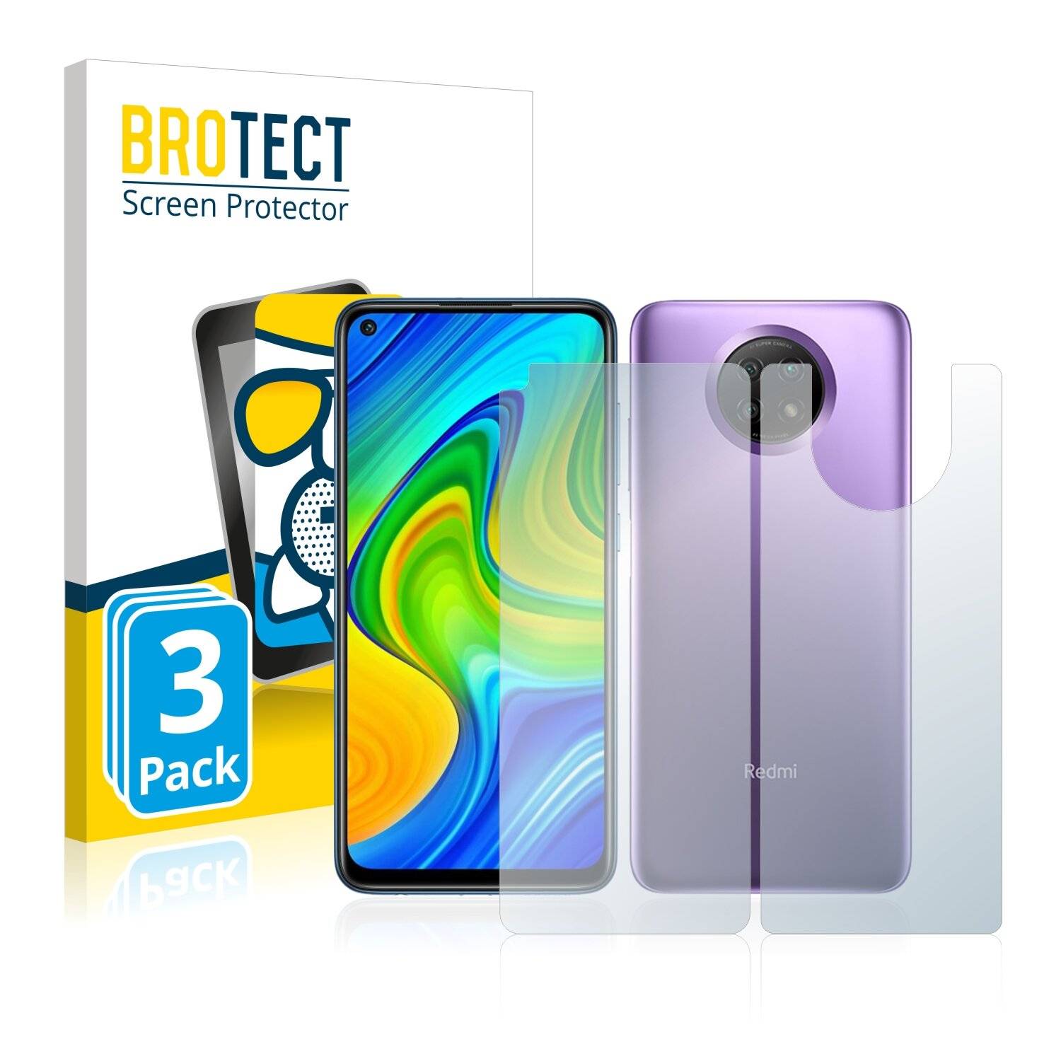 3x BROTECT AirGlass Matte Schutzglas Folie für Xiaomi Redmi Note 9 5G (Vorder +