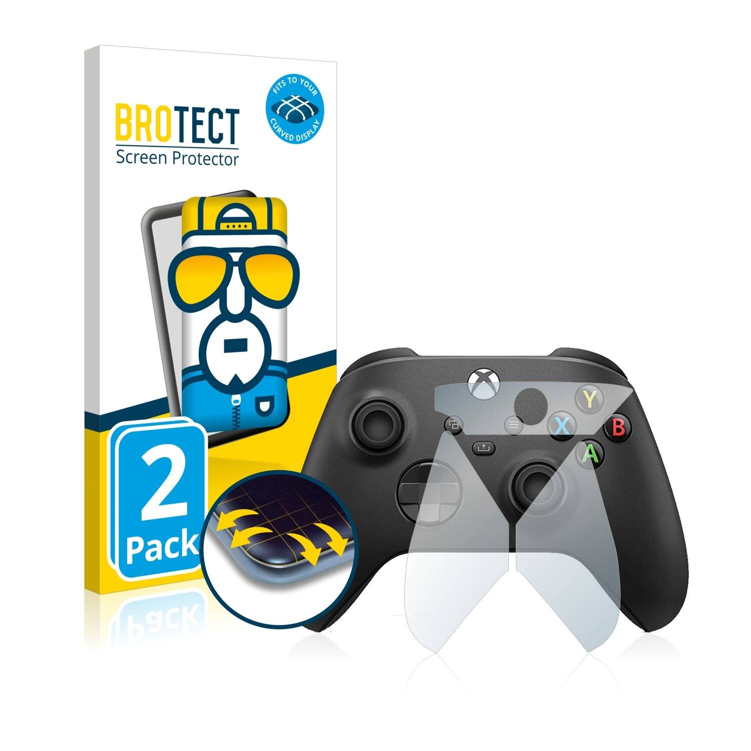 2x BROTECT Flex Full-Cover Displayschutzfolie für Microsoft Xbox One S Wireless