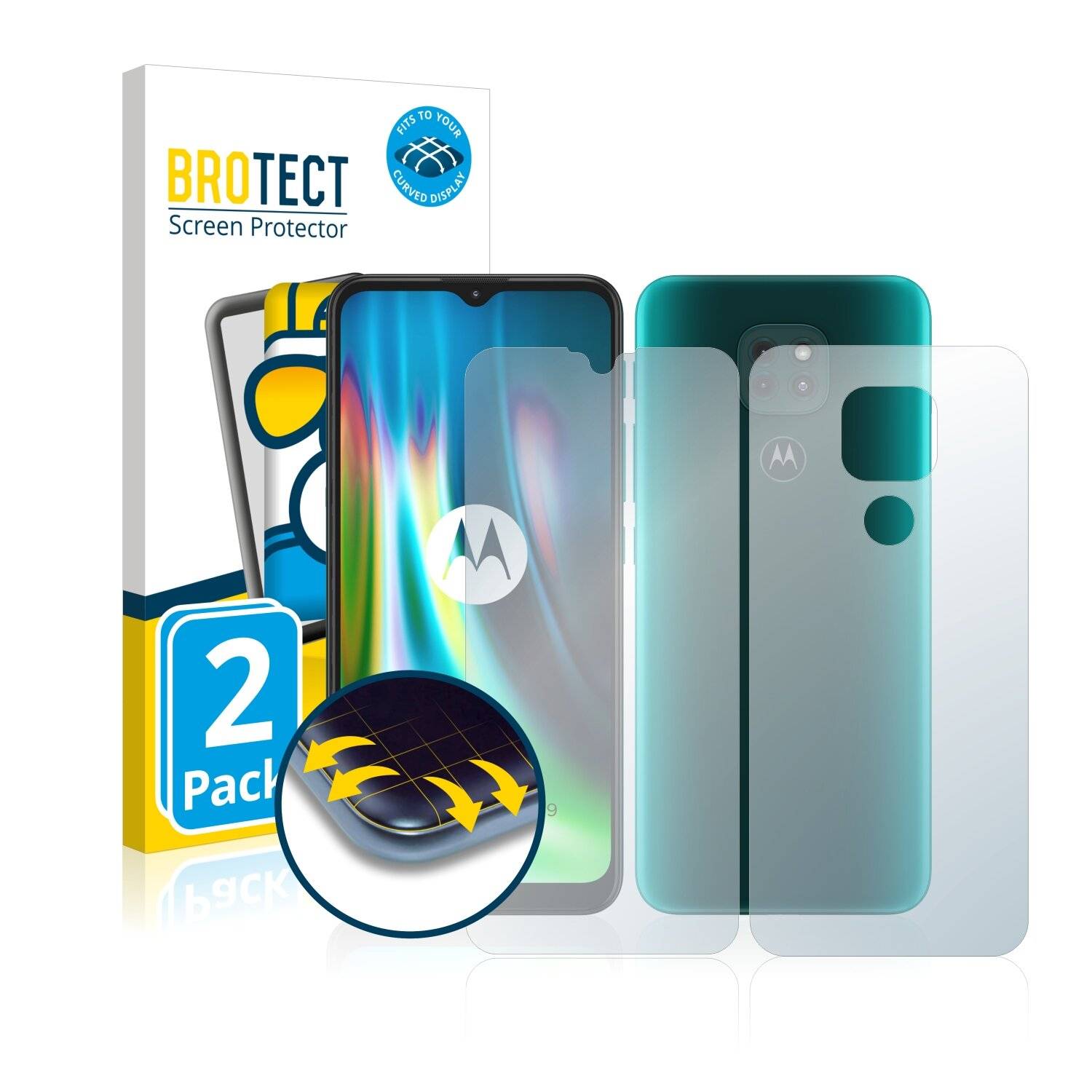 2x BROTECT Flex Full-Cover Displayschutzfolie für Motorola Moto G9 Play (Vorder +