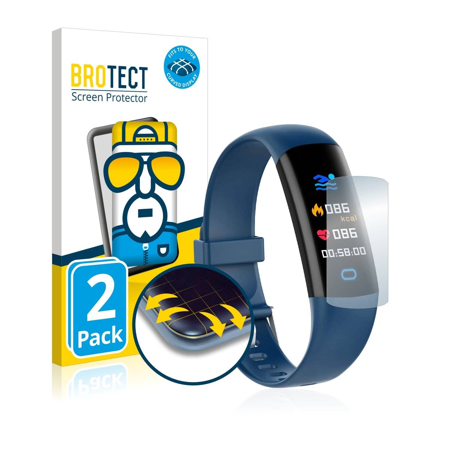 2x BROTECT Flex Full-Cover Displayschutzfolie für YoYoFit Fitness
