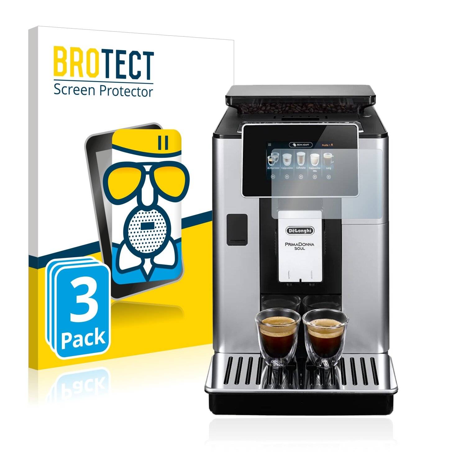 3x BROTECT AirGlass Matte Schutzglas Folie für DeLonghi PrimaDonna Soul