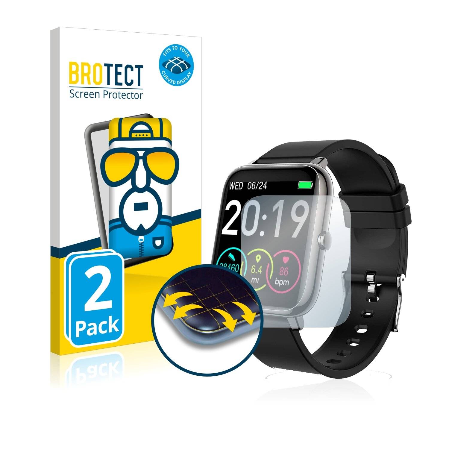 2x BROTECT Flex Full-Cover Displayschutzfolie für Popglory