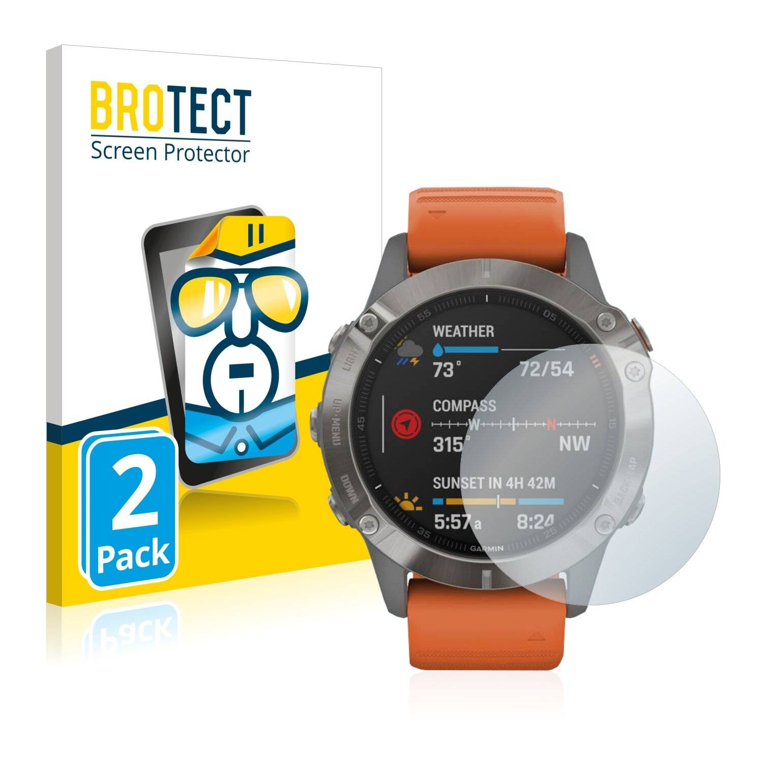2x BROTECT HD-Clear Displayschutzfolie für Garmin Fenix 6 Pro