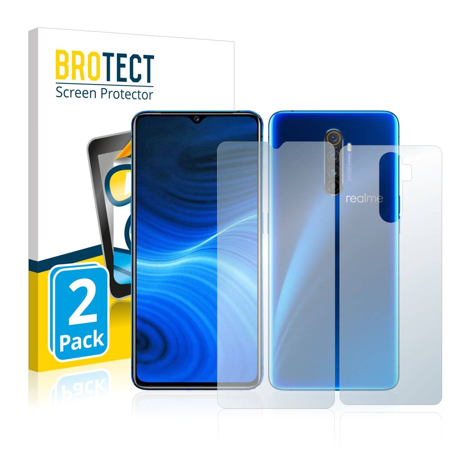 2x BROTECT HD-Clear Displayschutzfolie für Realme X2 Pro (Vorder +