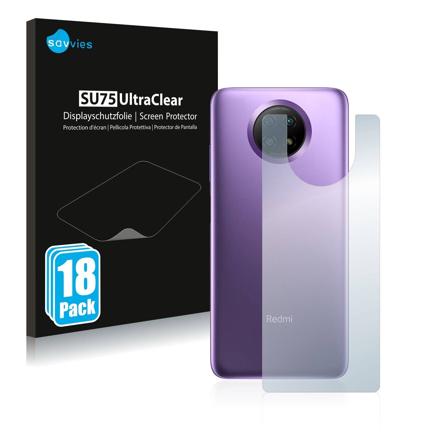 18x Savvies SU75 Displayschutzfolie für Xiaomi Redmi Note 9 5G
