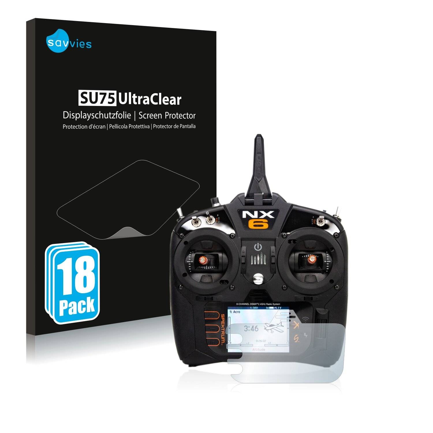 18x Savvies SU75 Displayschutzfolie für Spektrum