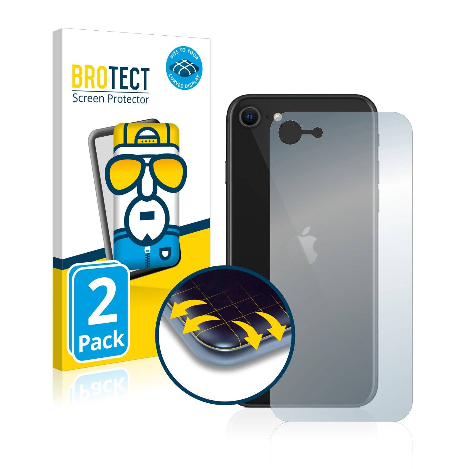 2x BROTECT Flex Full-Cover Displayschutzfolie für Apple iPhone SE 2 2020