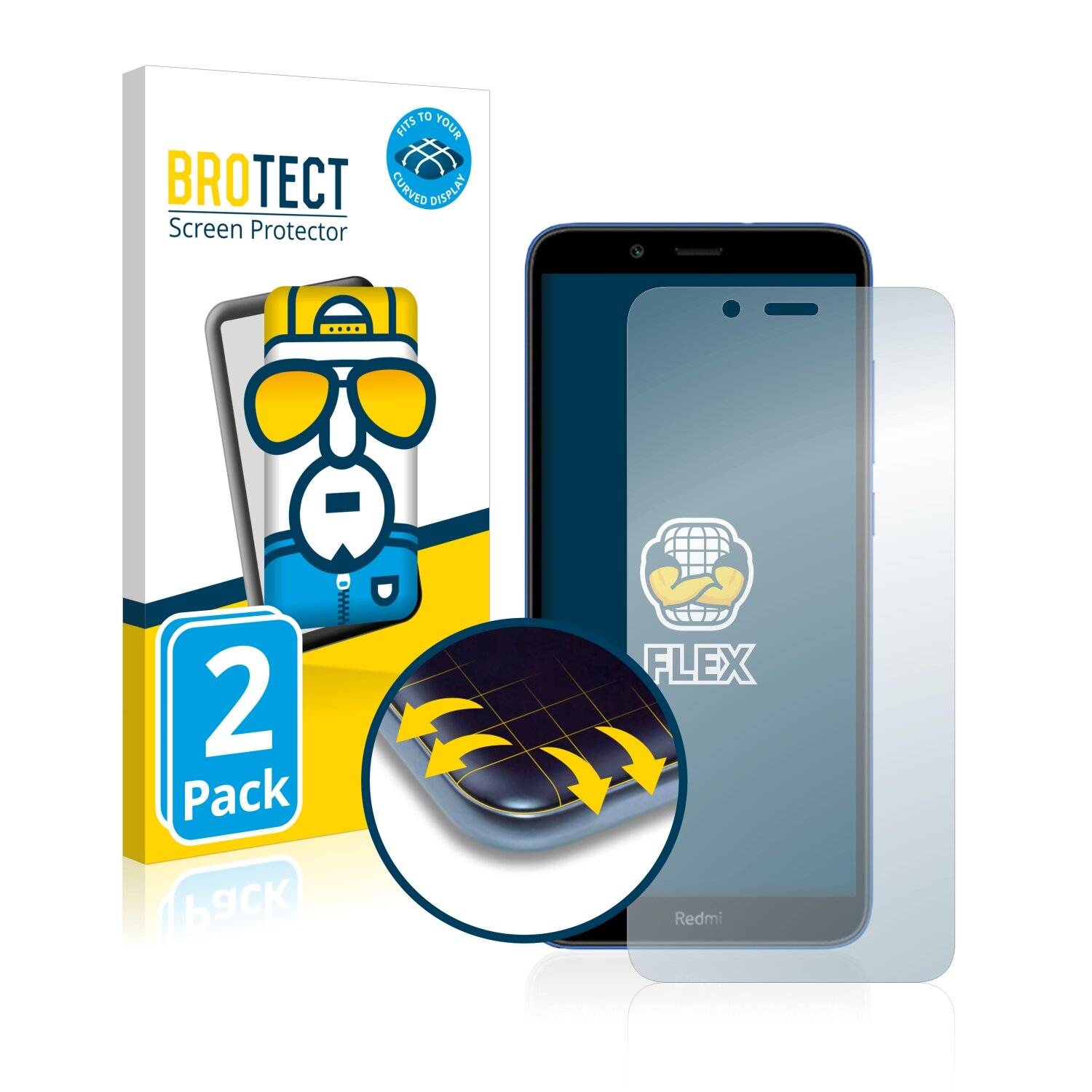 2x BROTECT Flex Full-Cover Displayschutzfolie für Xiaomi Redmi