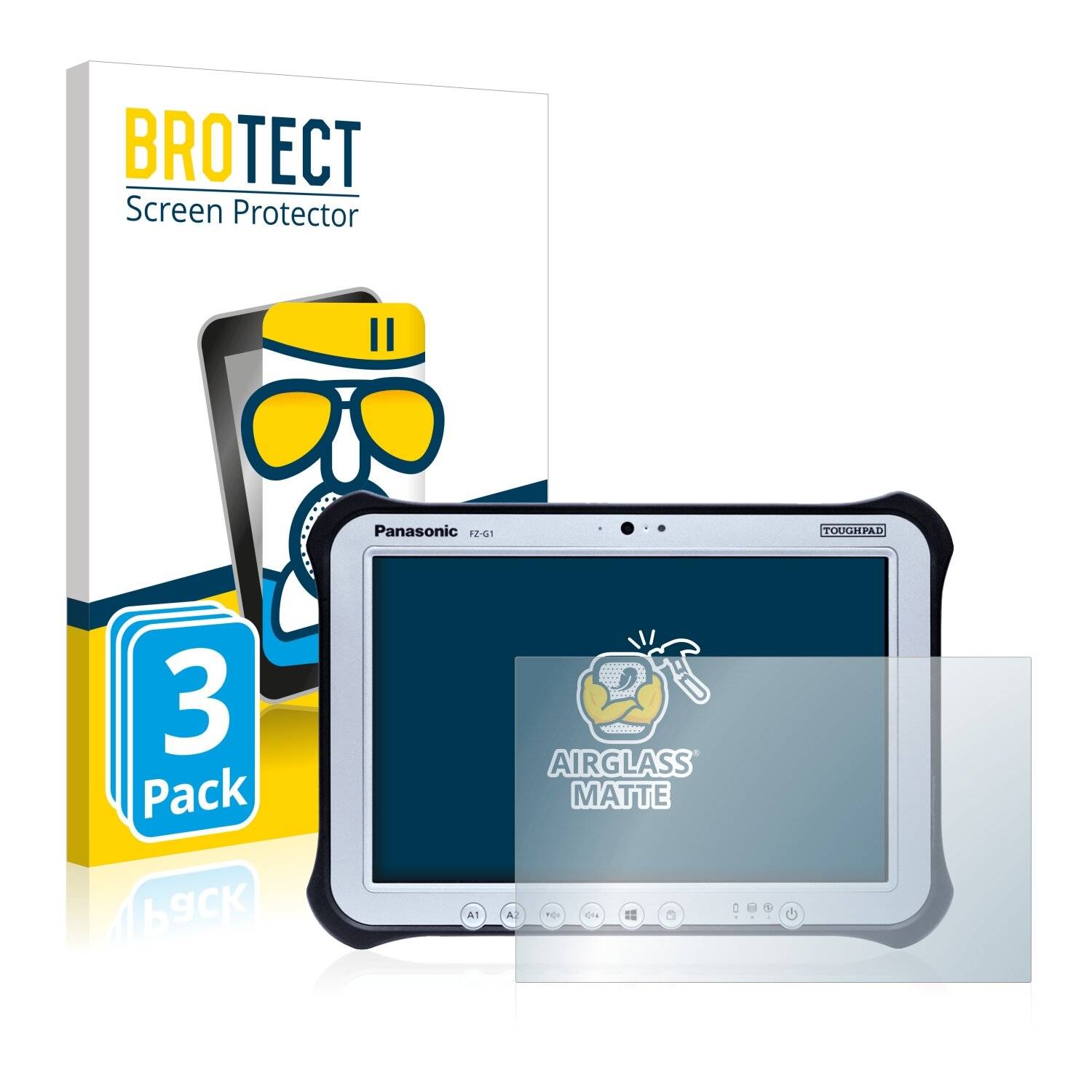 3x BROTECT AirGlass Matte Schutzglas Folie für Panasonic Toughbook