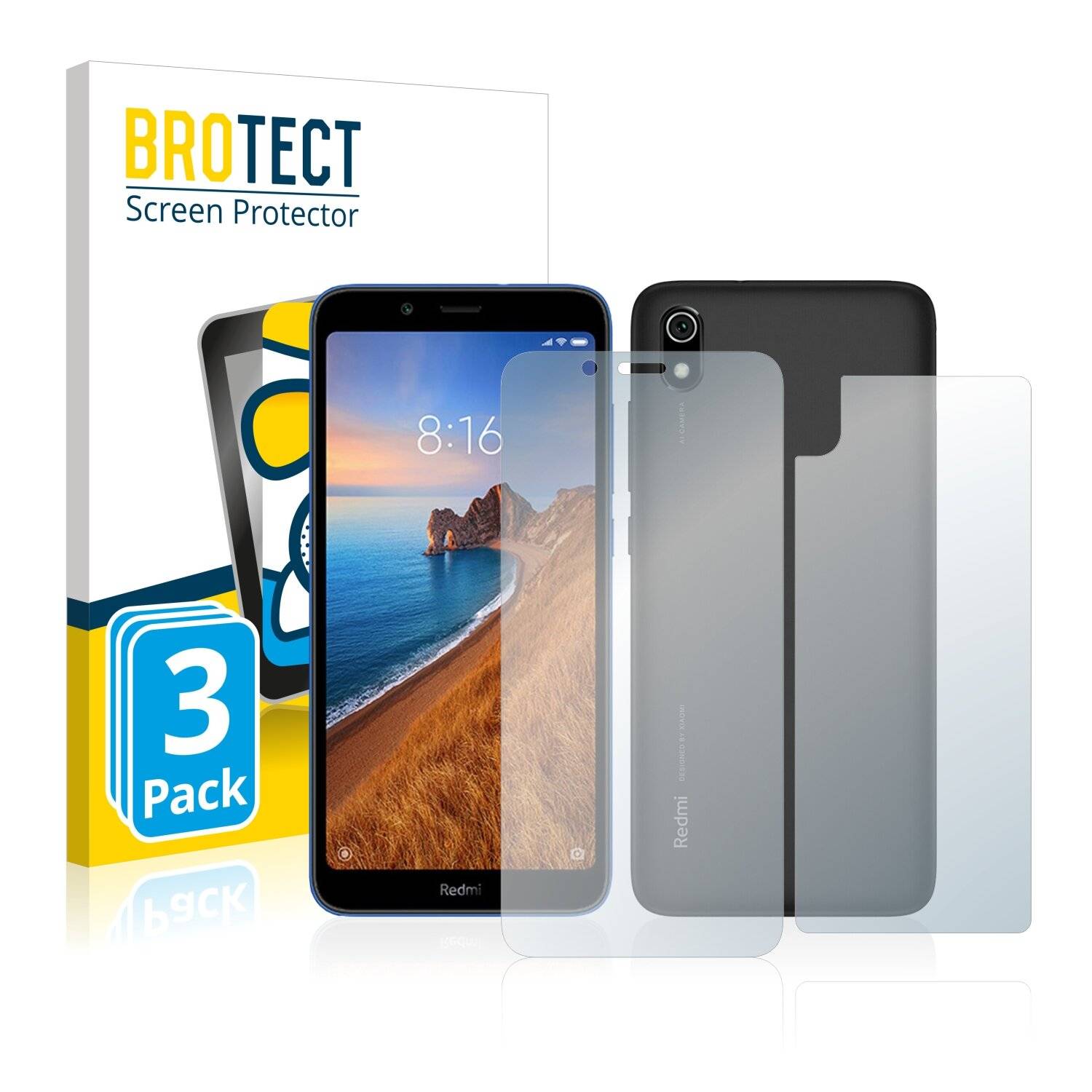 3x BROTECT AirGlass Matte Schutzglas Folie für Xiaomi Redmi 7A (Vorder +