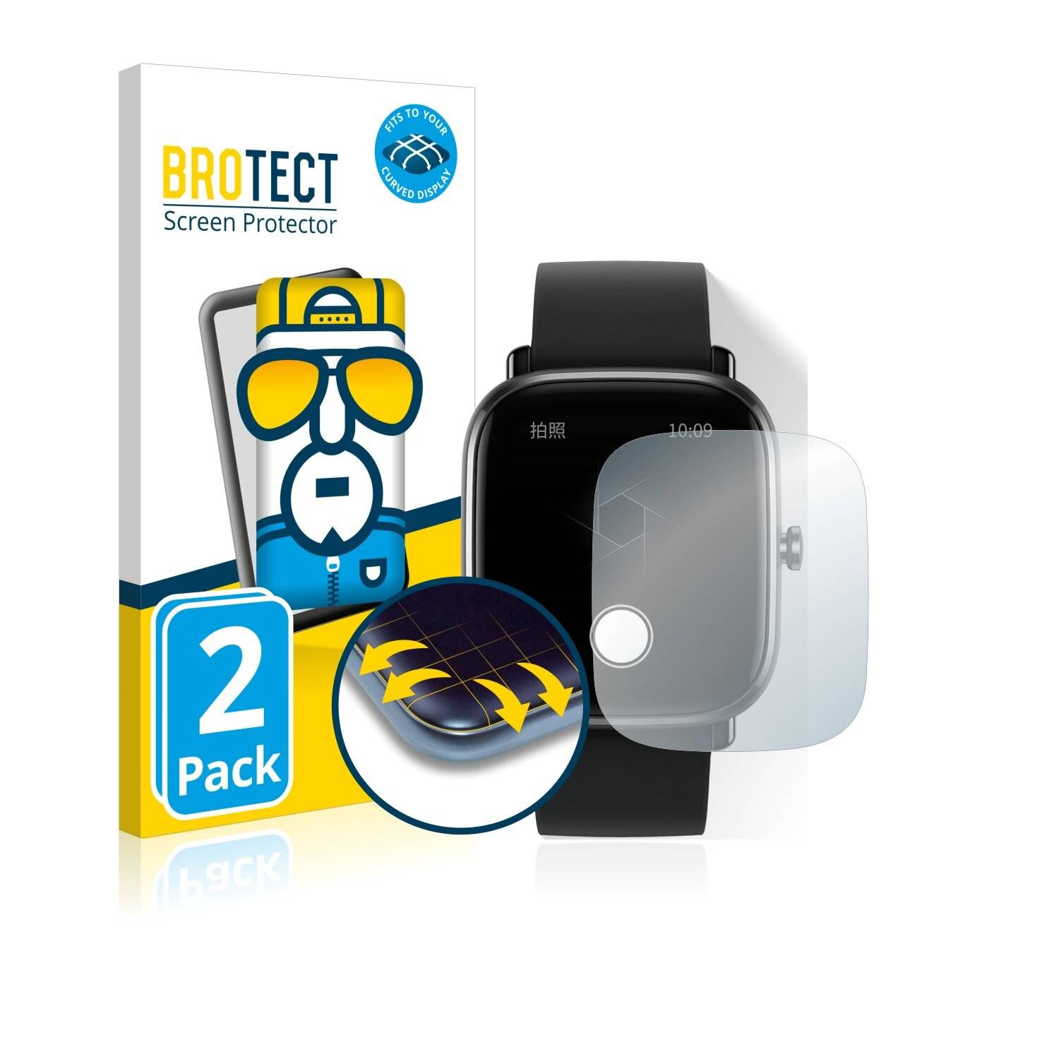 2x BROTECT Flex Full-Cover Displayschutzfolie für Huami Amazfit GTS 2