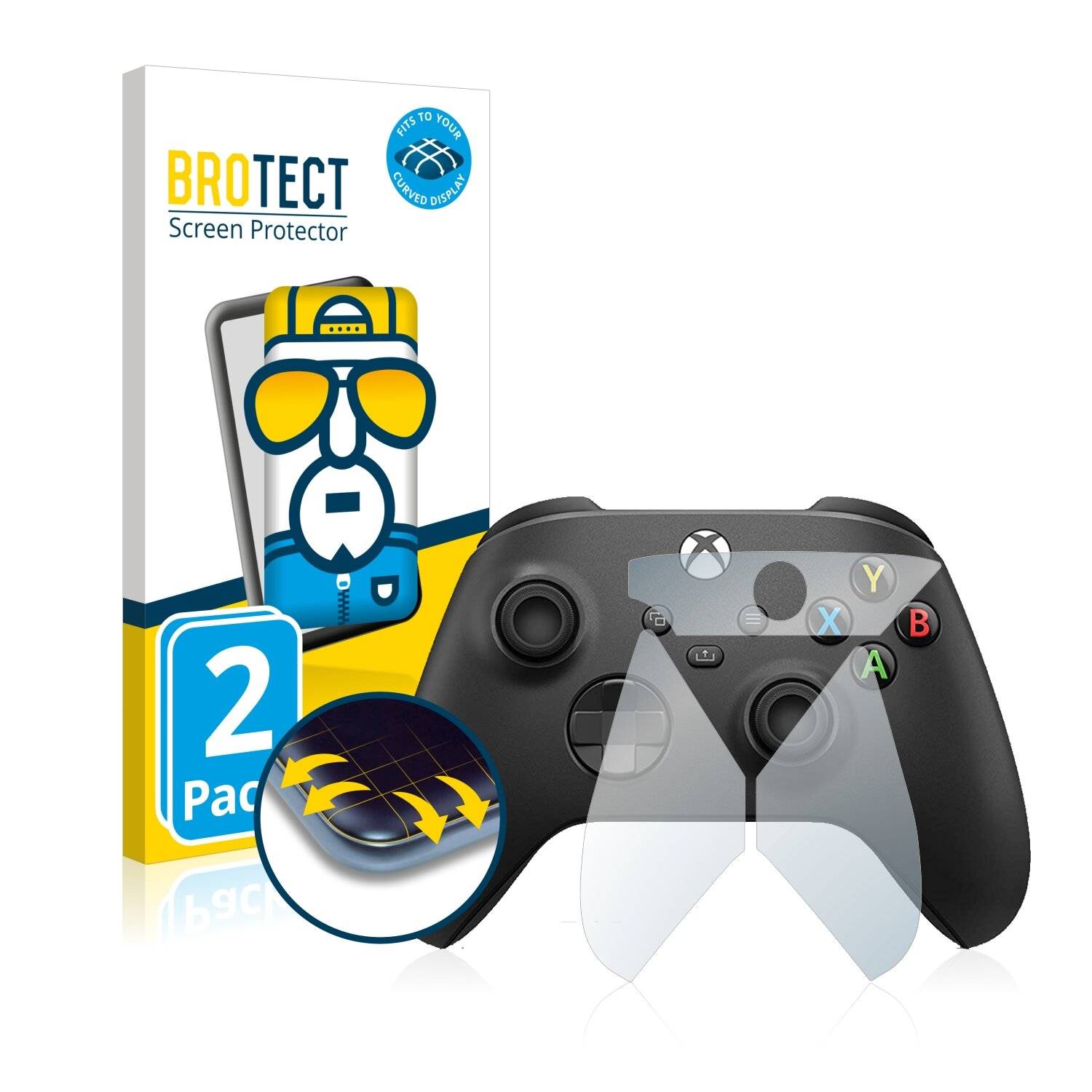 2x BROTECT Flex Full-Cover Displayschutzfolie für Microsoft Xbox Series X Scarlett Wireless