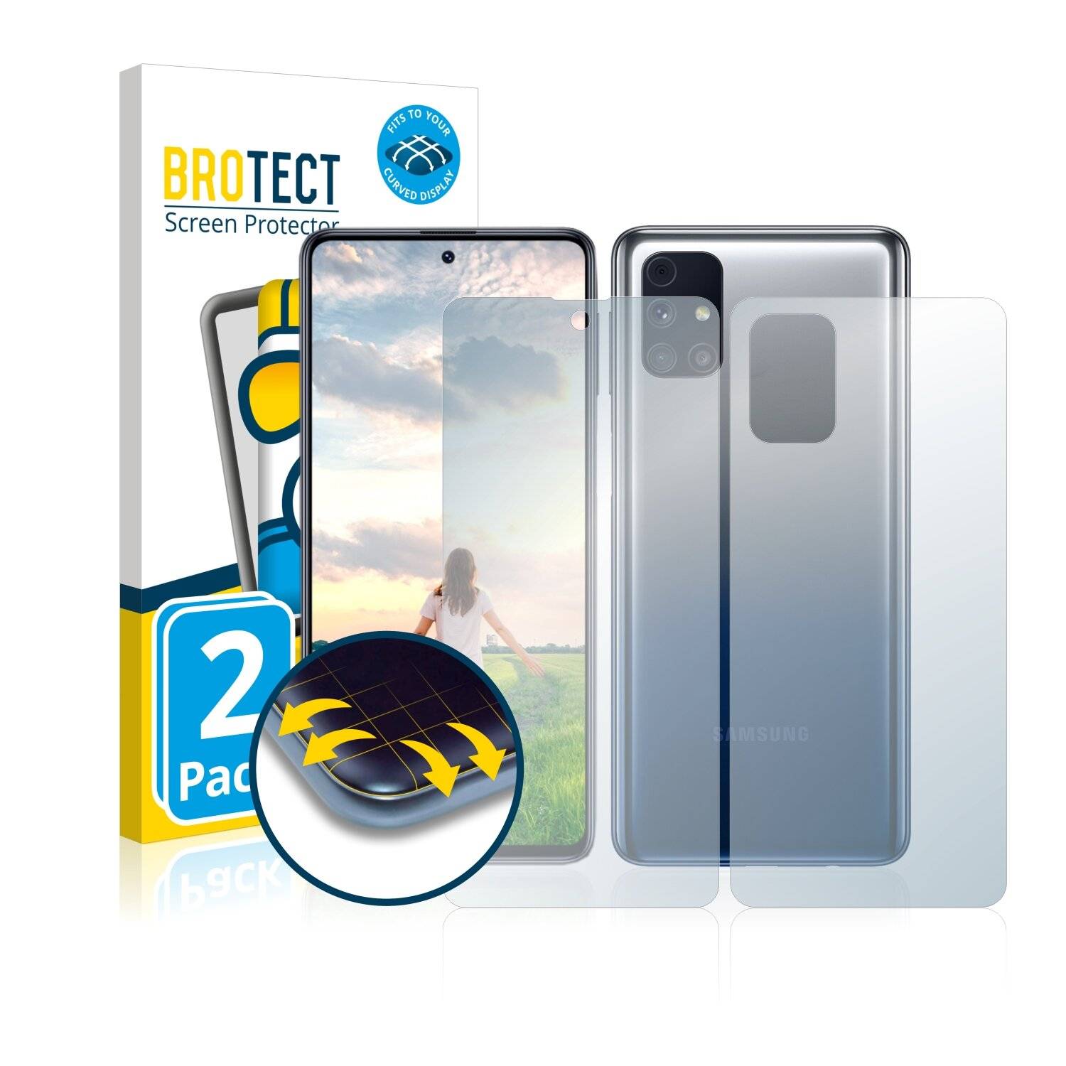 2x BROTECT Flex Full-Cover Displayschutzfolie für Samsung Galaxy M31s (Vorder +