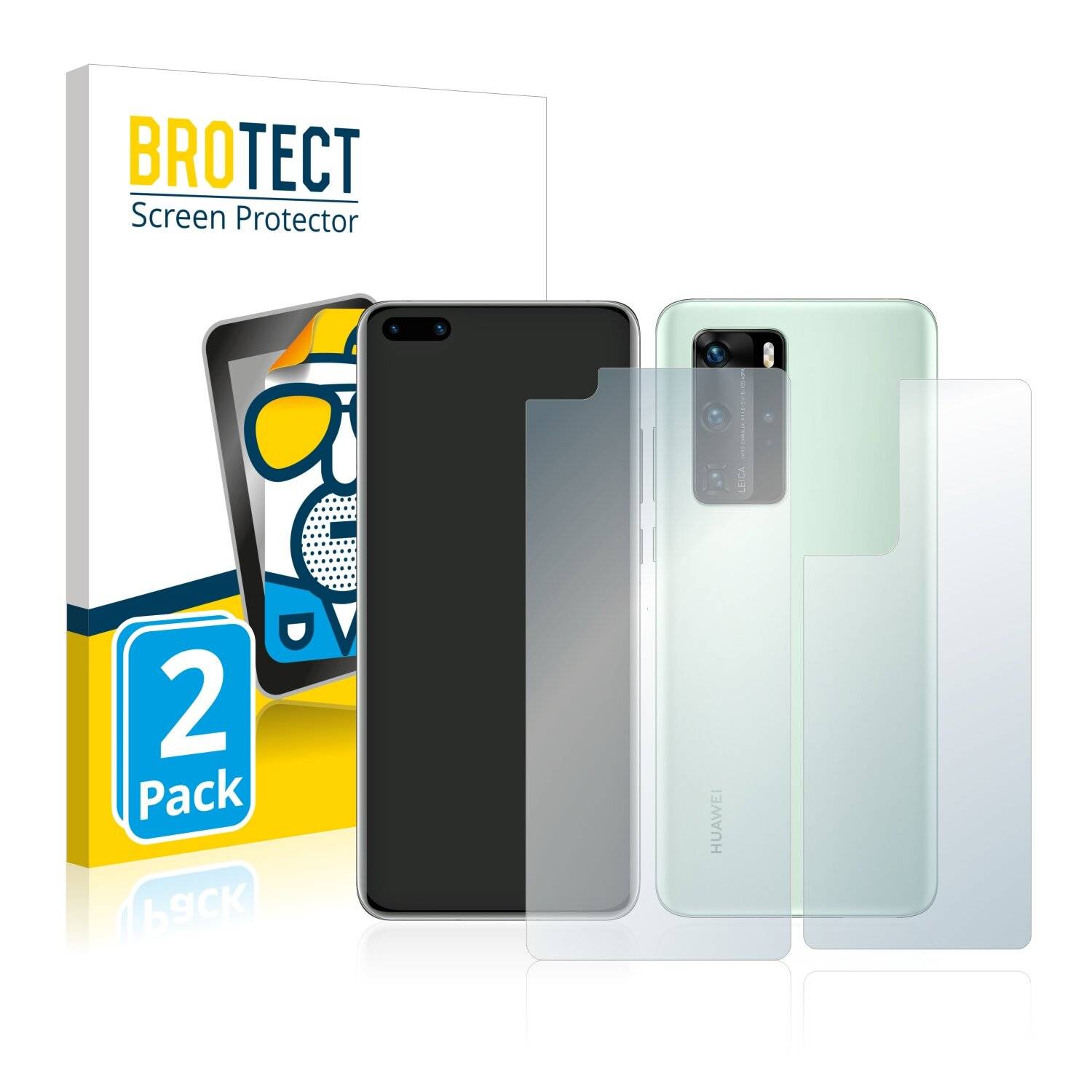 2x BROTECT Matte Displayschutzfolie für Huawei P40 (Vorder + Rückseite) - Entspiegelt,