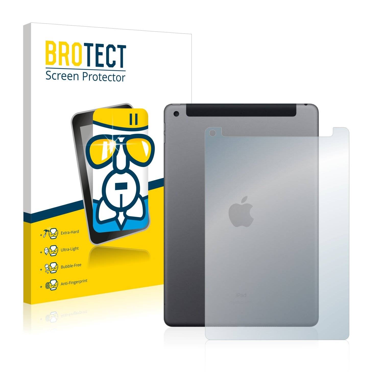 BROTECT AirGlass Schutzglas Folie für Apple iPad 10.2 WiFi Cellular 2020 (Rückseite, 8.
