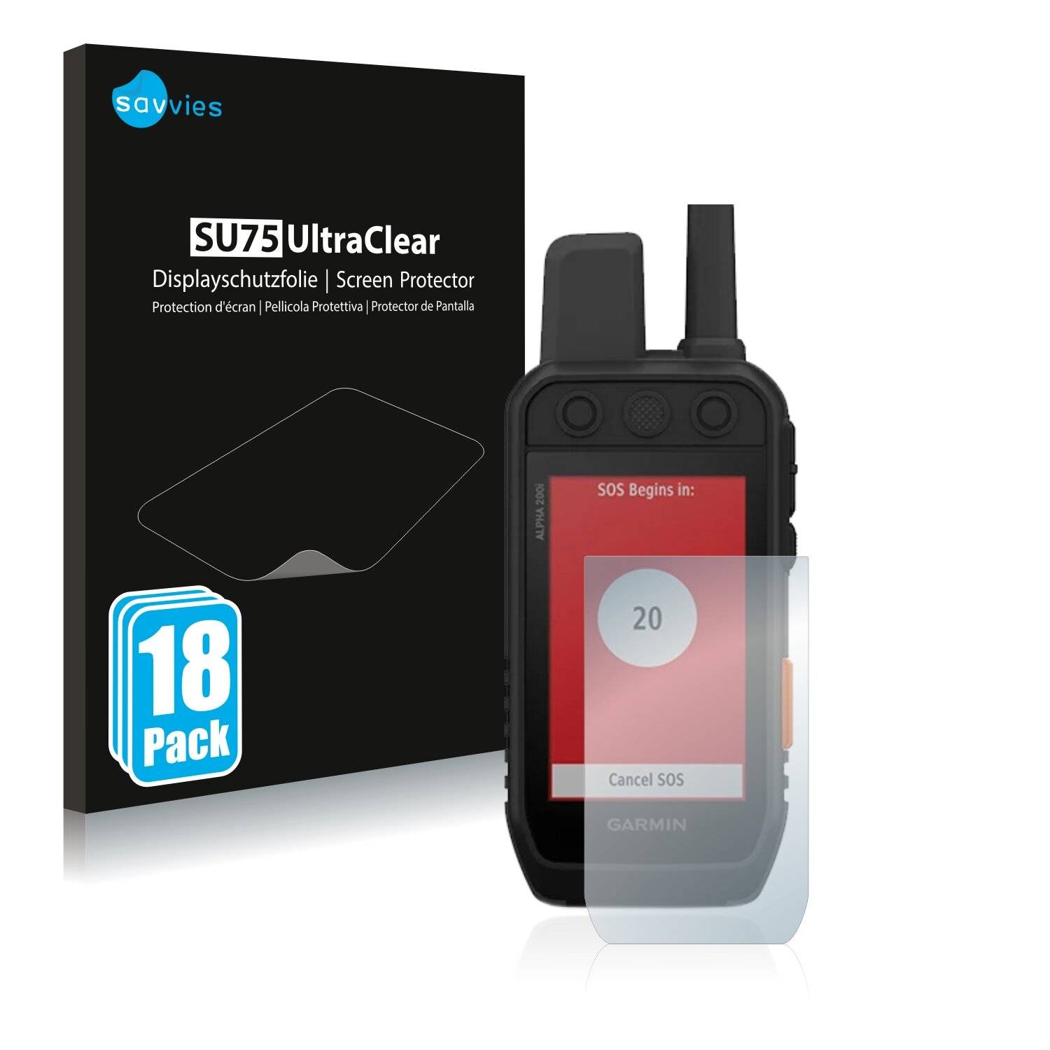 18x Savvies SU75 Displayschutzfolie für Garmin Alpha 200i