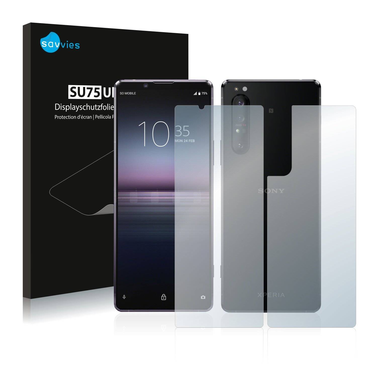 18x Savvies SU75 Displayschutzfolie für Sony Xperia 1 II (Vorder +