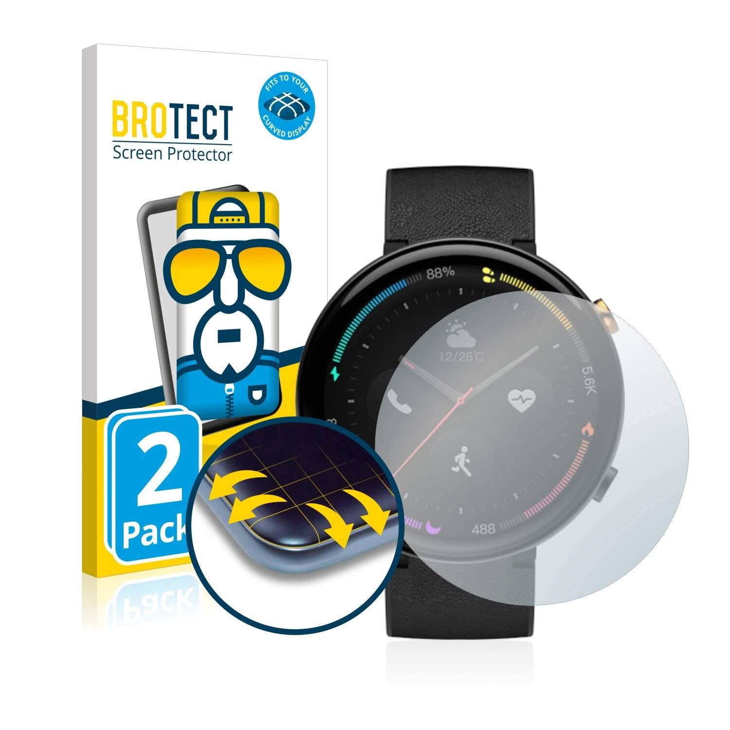 2x BROTECT Flex Full-Cover Displayschutzfolie für Amazfit 2