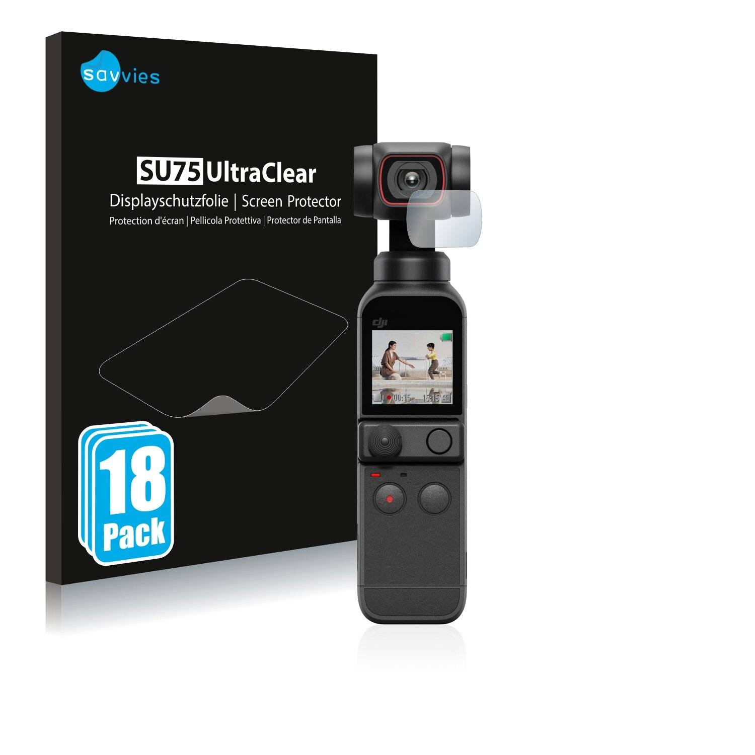 18x Savvies SU75 Displayschutzfolie für DJI Osmo Pocket 2
