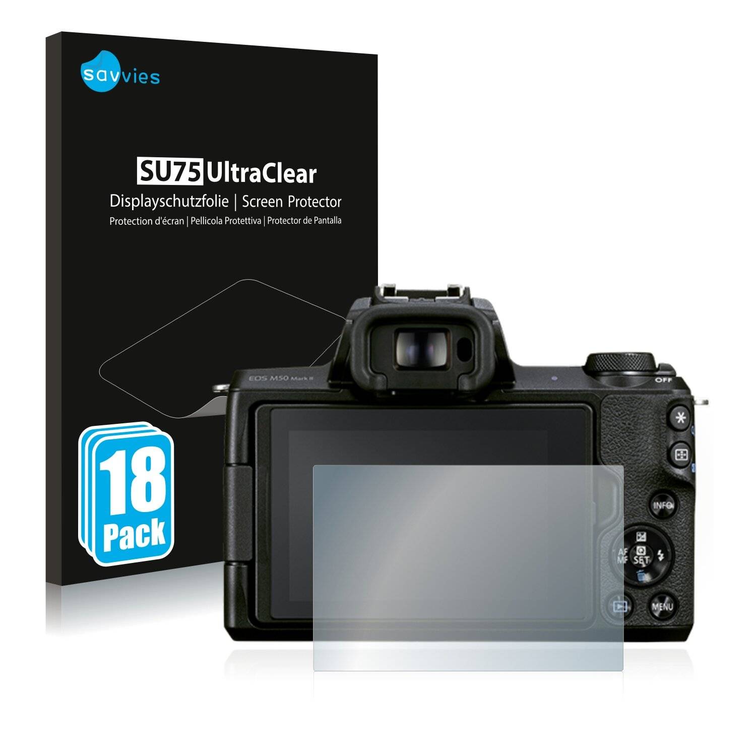 18x Savvies SU75 Displayschutzfolie für Canon EOS M50 Mark