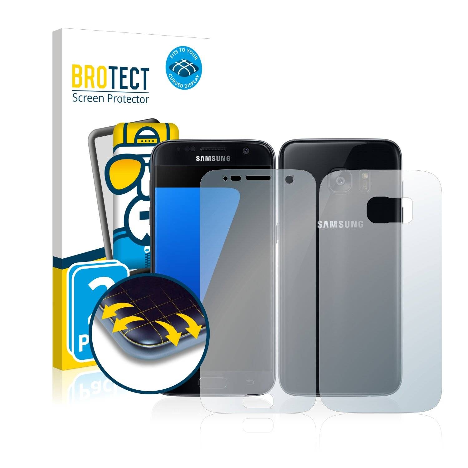 2x BROTECT Flex Full-Cover Displayschutzfolie für Samsung Galaxy S7 (Vorder +