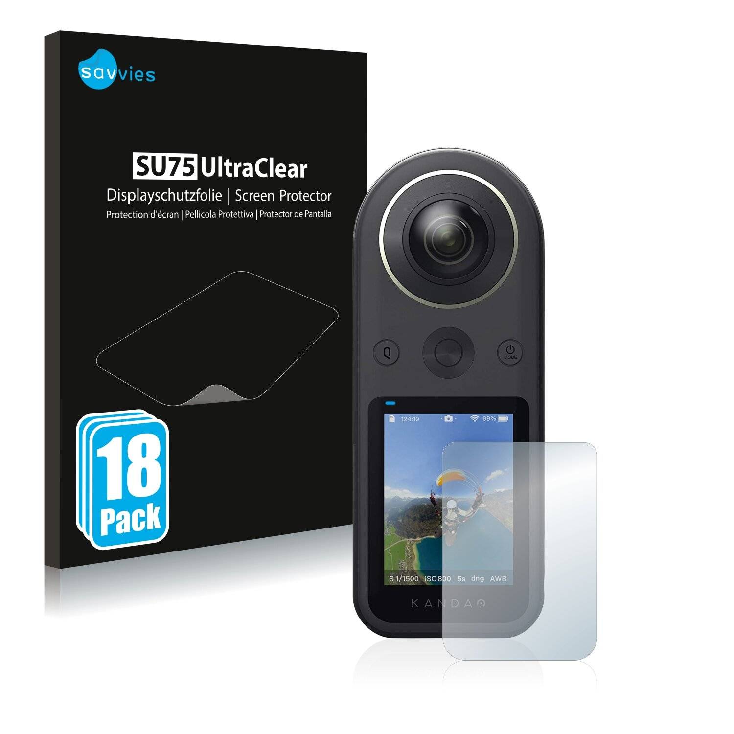 18x Savvies SU75 Displayschutzfolie für Kandao QooCam