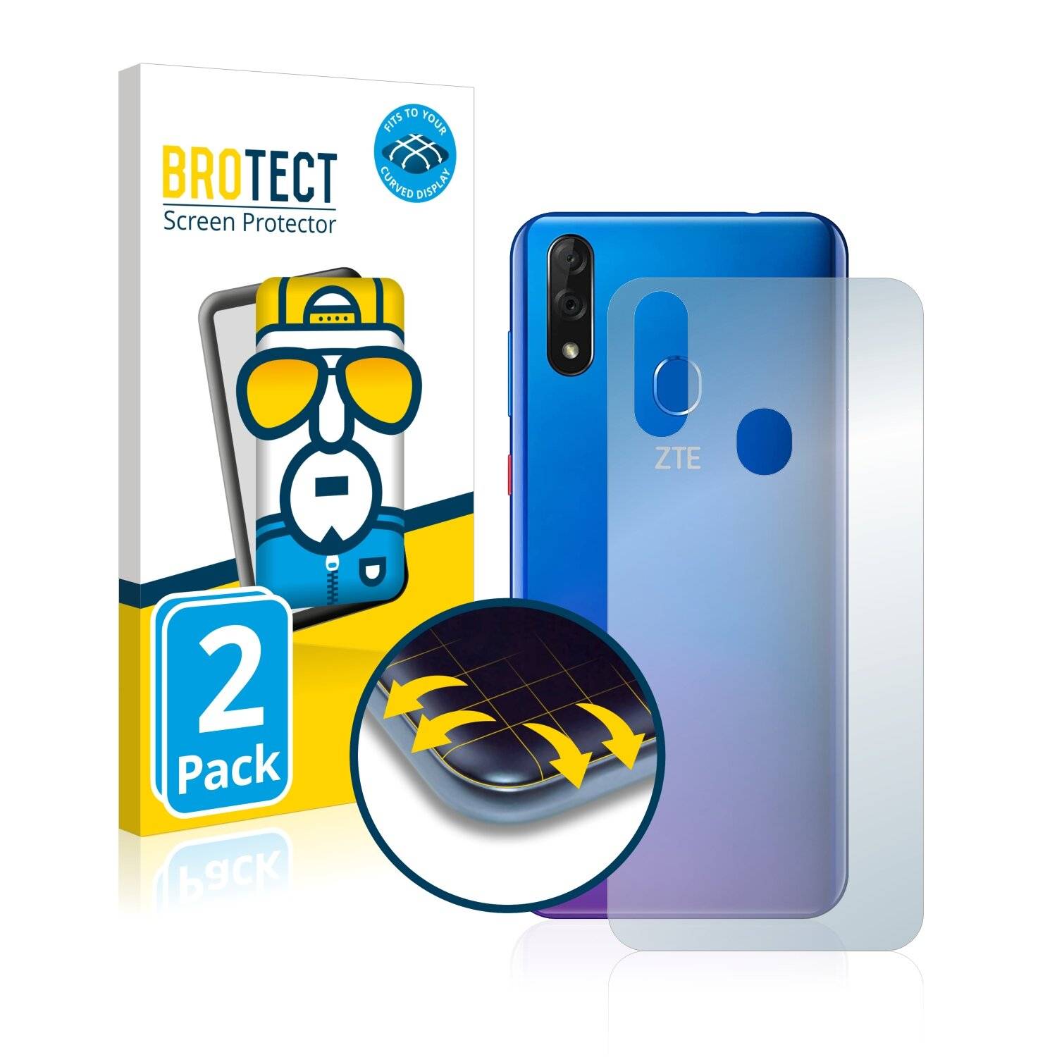 2x BROTECT Flex Full-Cover Displayschutzfolie für ZTE Blade 10