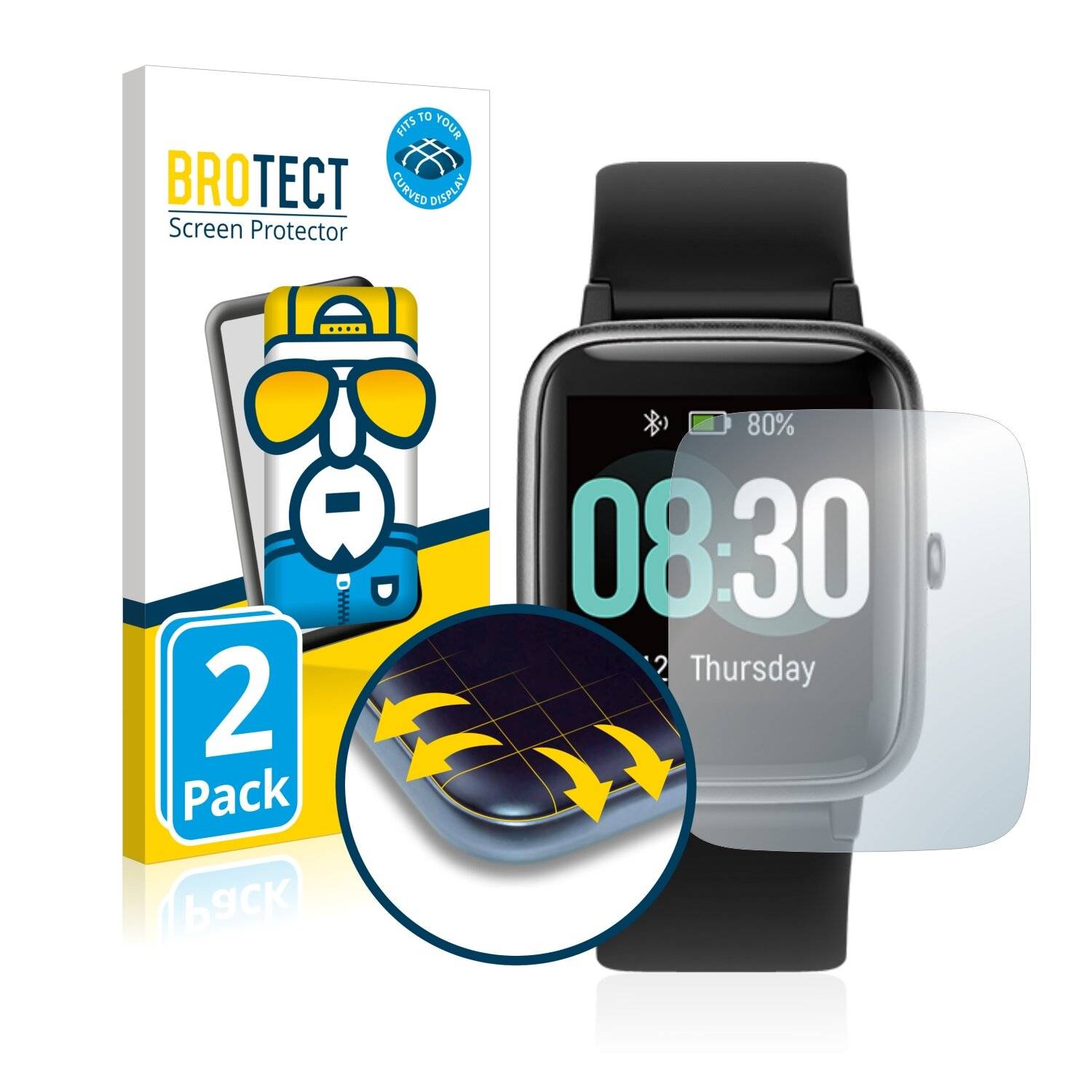 2x BROTECT Flex Full-Cover Displayschutzfolie für Fitpolo