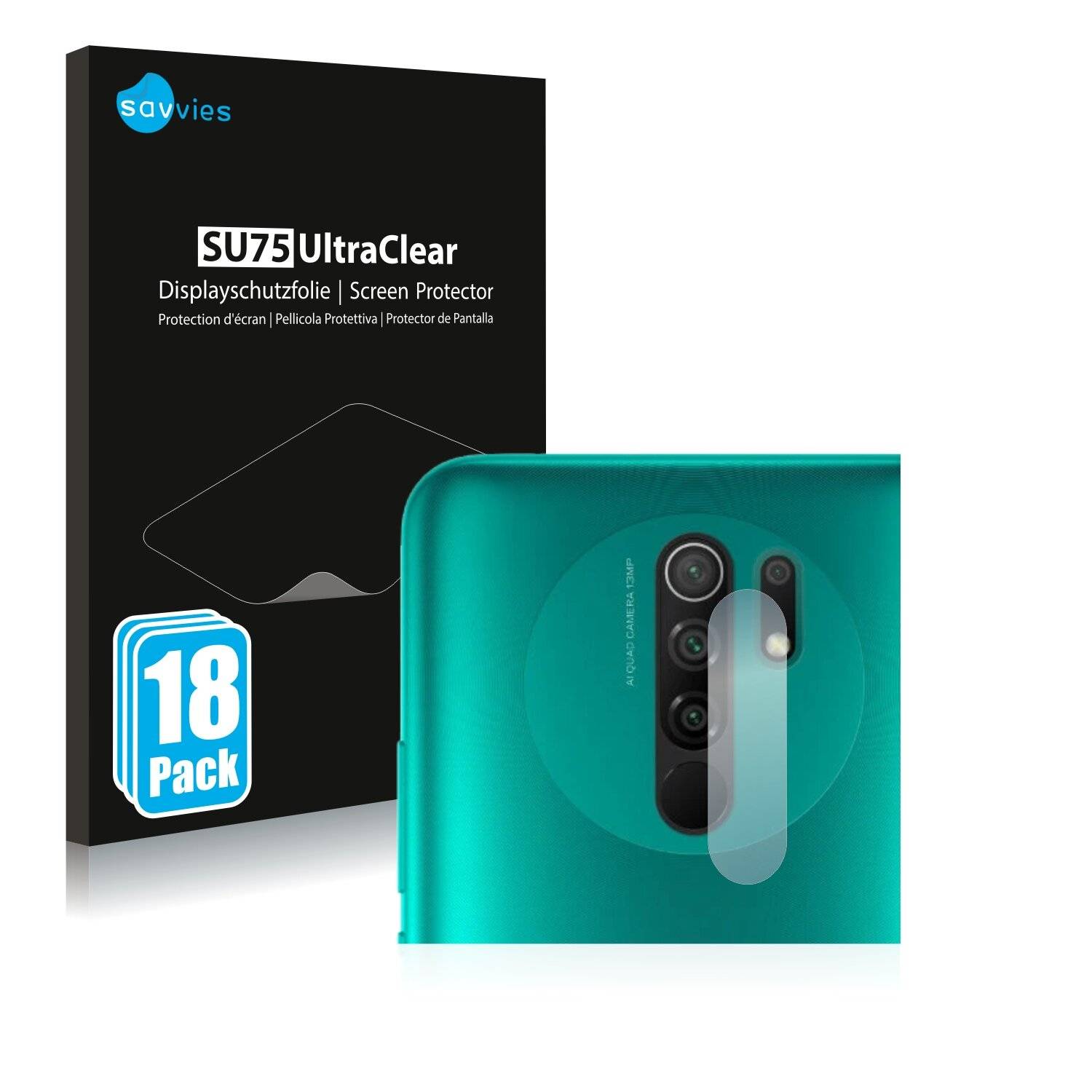 18x Savvies SU75 Displayschutzfolie für Xiaomi Redmi 9 (NUR