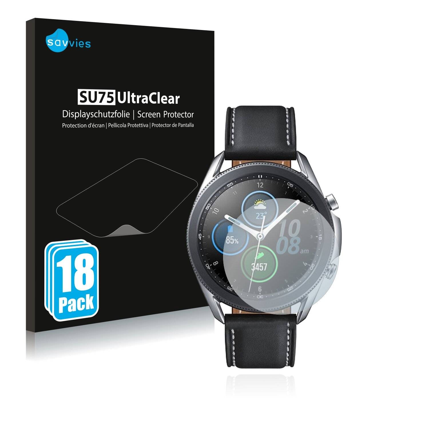18x Savvies SU75 Displayschutzfolie für Samsung Galaxy Watch 3