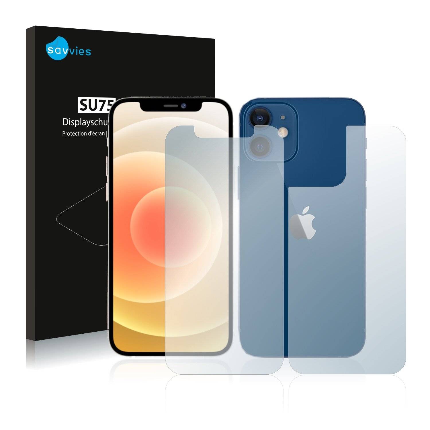 18x Savvies SU75 Displayschutzfolie für Apple iPhone 12 (Vorder +