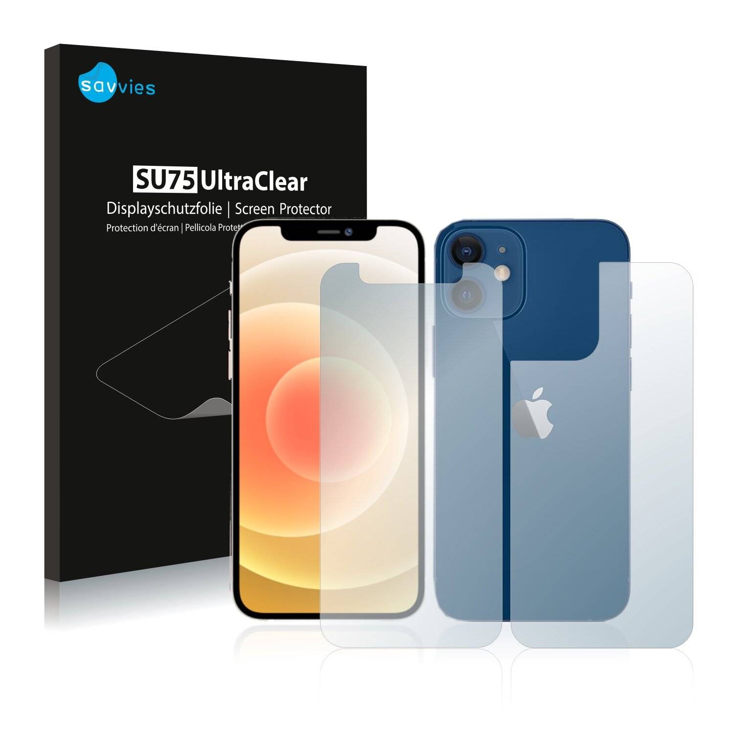 18x Savvies SU75 Displayschutzfolie für Apple iPhone 12 mini (Vorder +