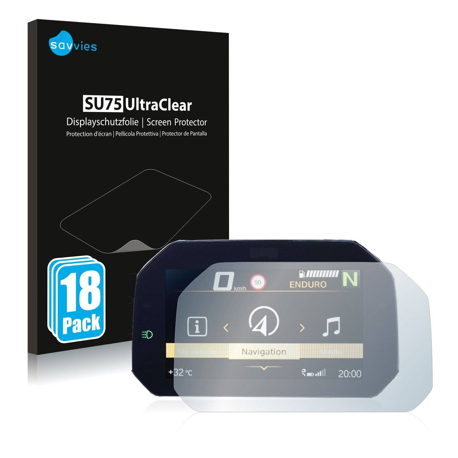 18x Savvies SU75 Displayschutzfolie für BMW F 900 XR 2019 Connectivity TFT