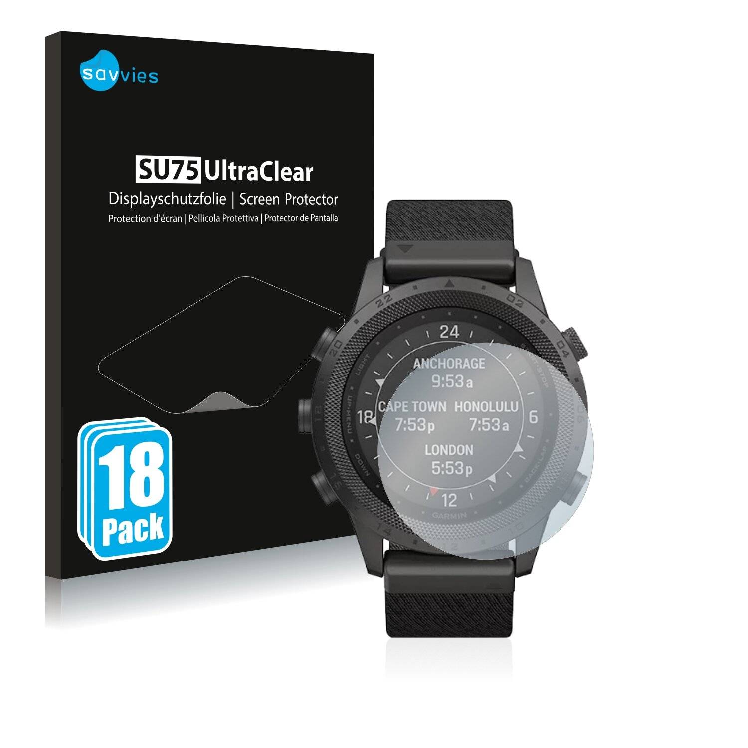 18x Savvies SU75 Displayschutzfolie für Garmin Marq