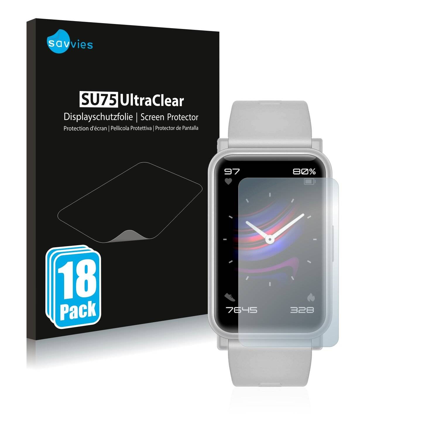 18x Savvies SU75 Displayschutzfolie für Honor Watch