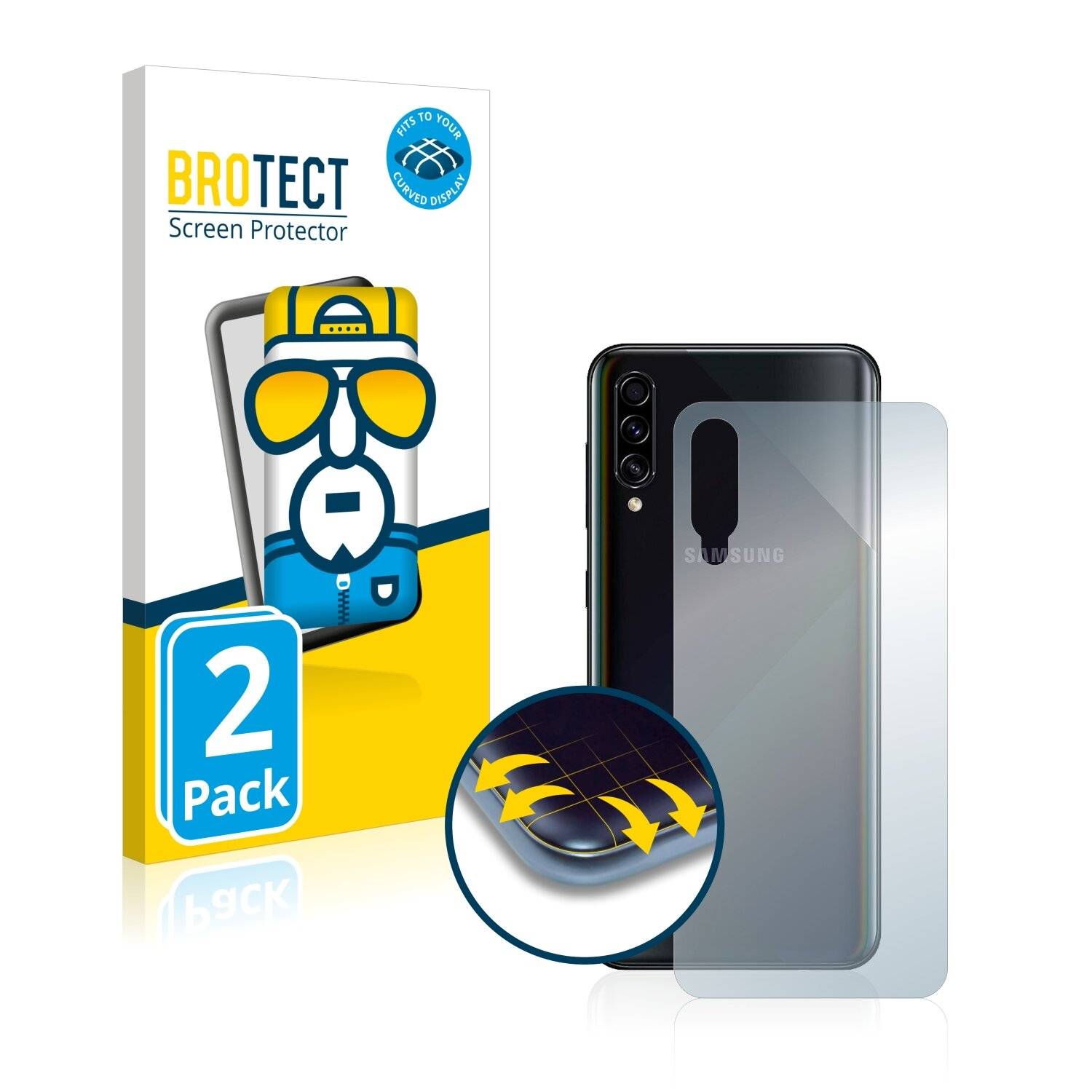 2x BROTECT Flex Full-Cover Displayschutzfolie für Samsung Galaxy A50s