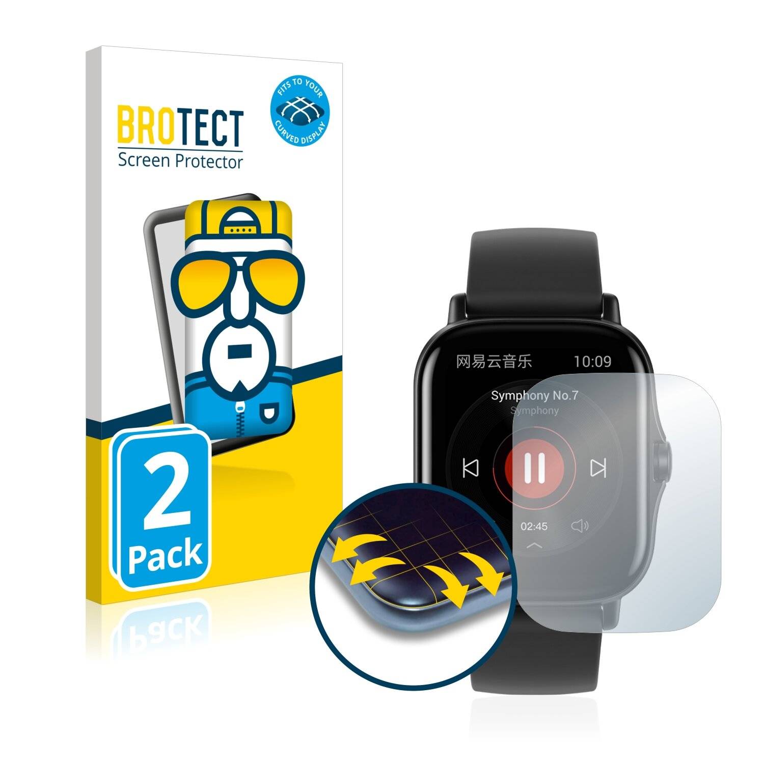 2x BROTECT Flex Full-Cover Displayschutzfolie für Huami Amazfit GTS