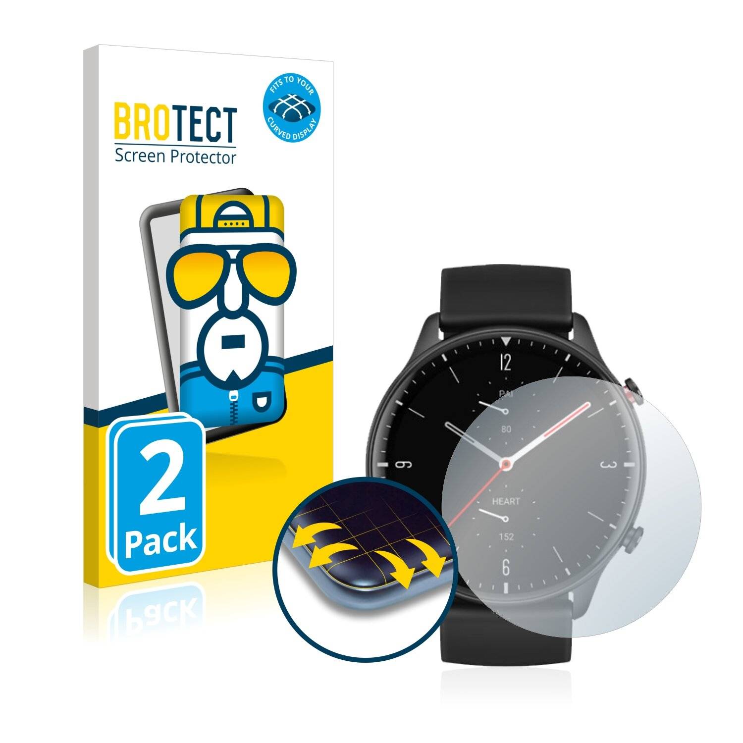 2x BROTECT Flex Full-Cover Displayschutzfolie für Huami Amazfit GTR