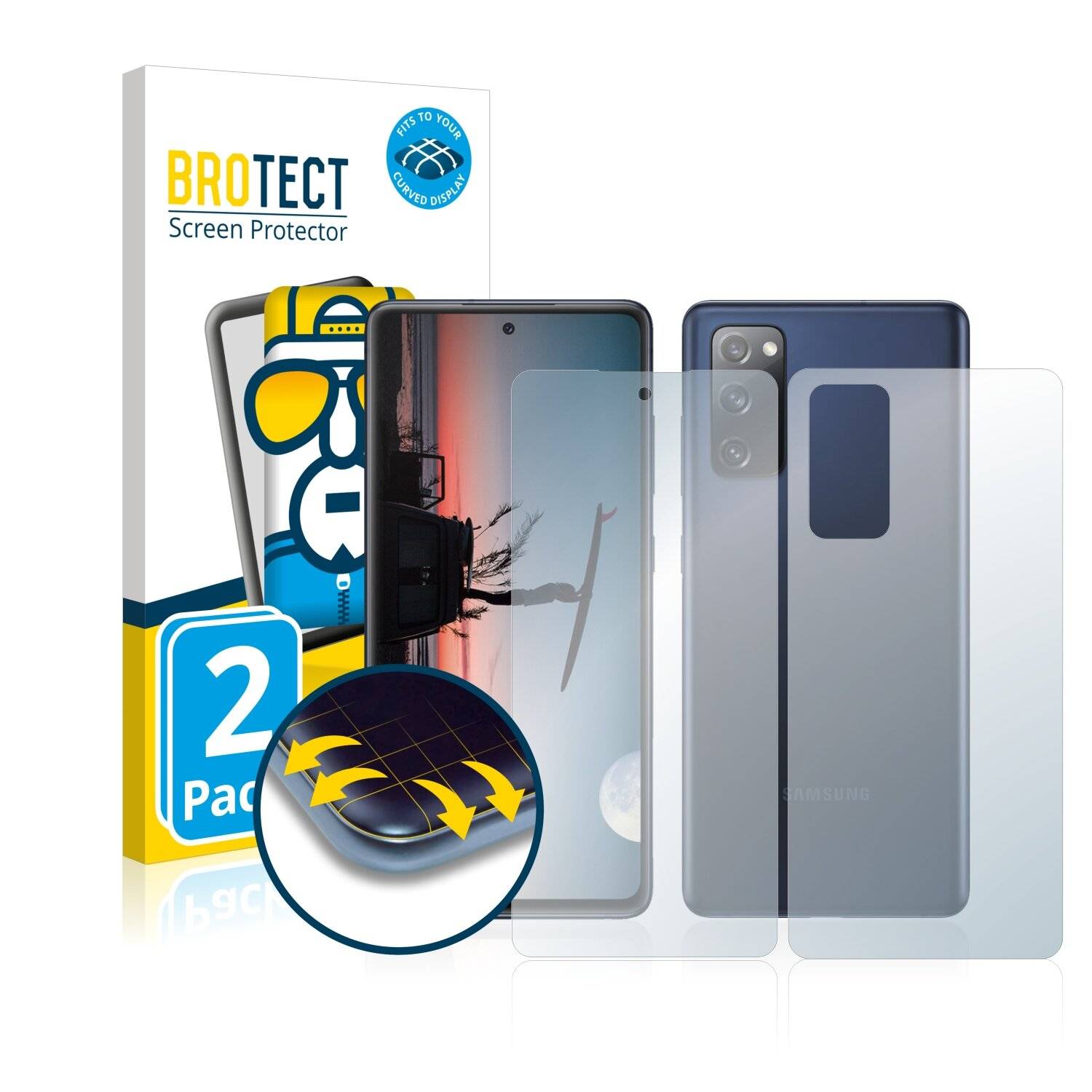 2x BROTECT Flex Full-Cover Displayschutzfolie für Samsung Galaxy S20 FE 5G (Vorder +