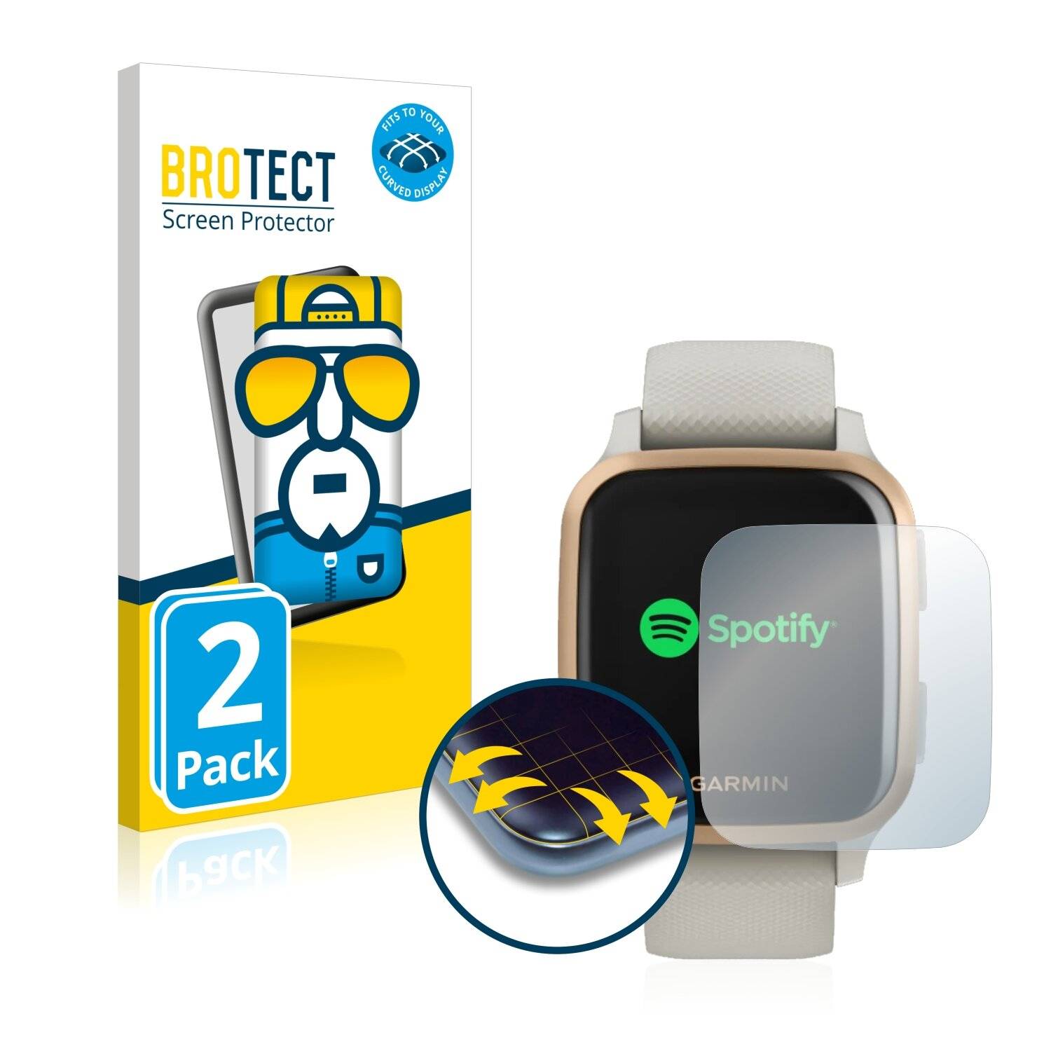 2x BROTECT Flex Full-Cover Displayschutzfolie für Garmin Venu Sq
