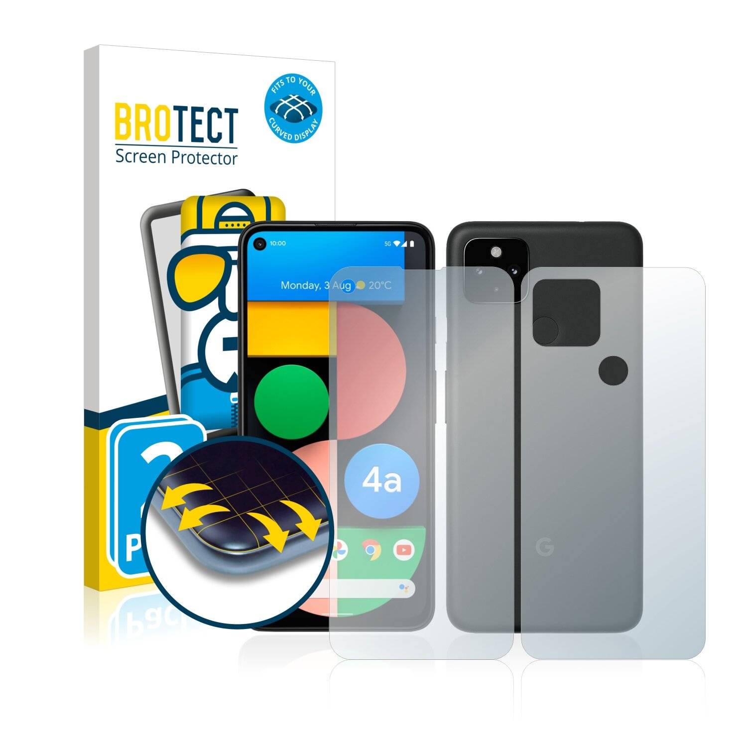 2x BROTECT Flex Full-Cover Displayschutzfolie für Google Pixel 4a 5G (Vorder +