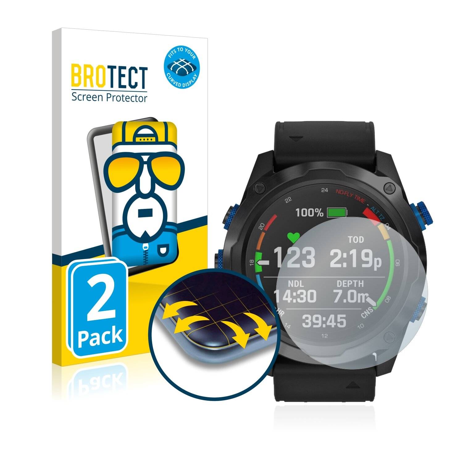 2x BROTECT Flex Full-Cover Displayschutzfolie für Garmin Descent