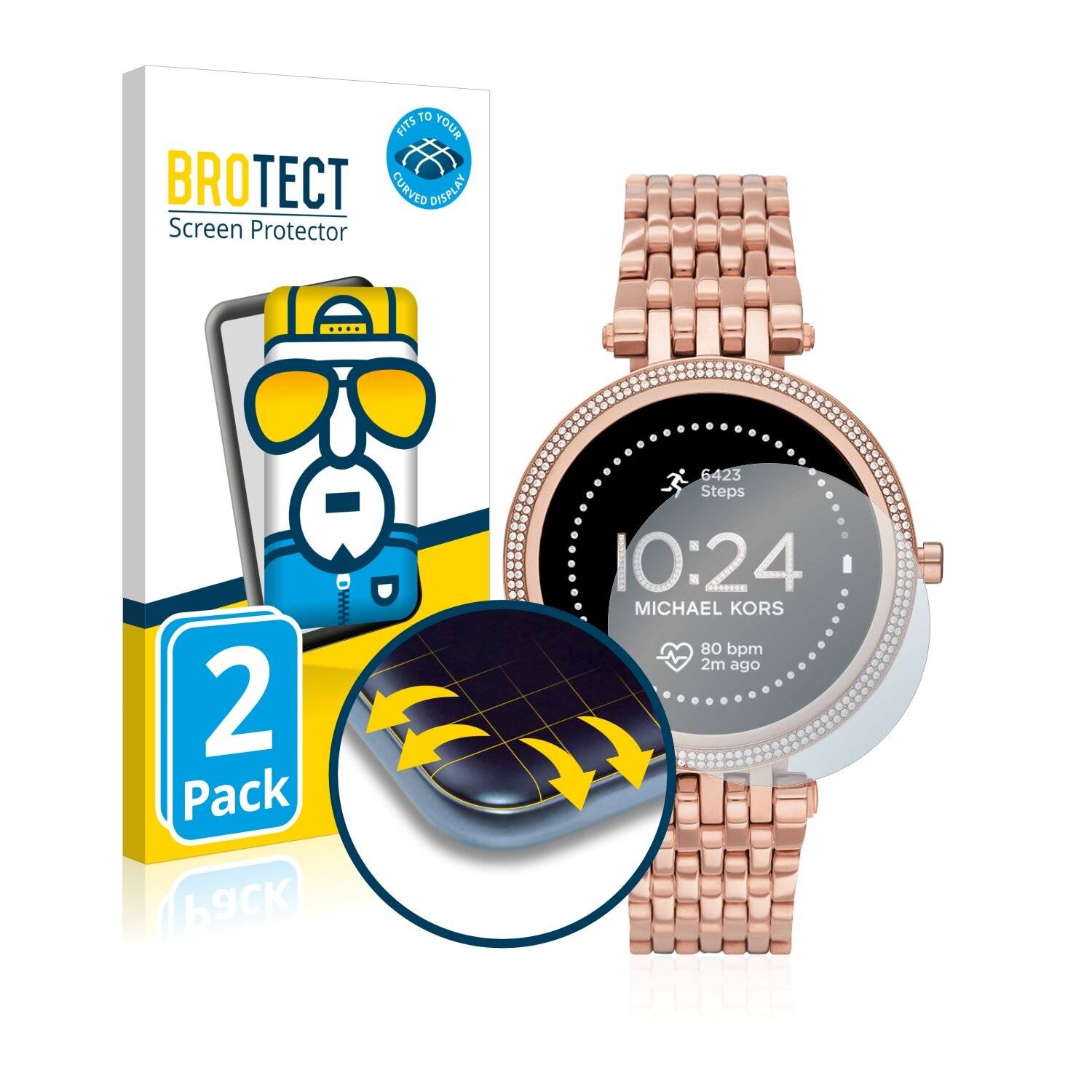2x BROTECT Flex Full-Cover Displayschutzfolie für Michael Kors Access Darci Gen