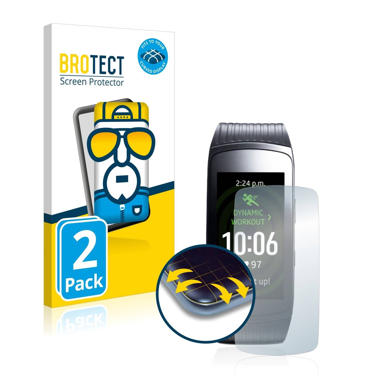 2x BROTECT Flex Full-Cover Displayschutzfolie für Samsung Galaxy Fit2