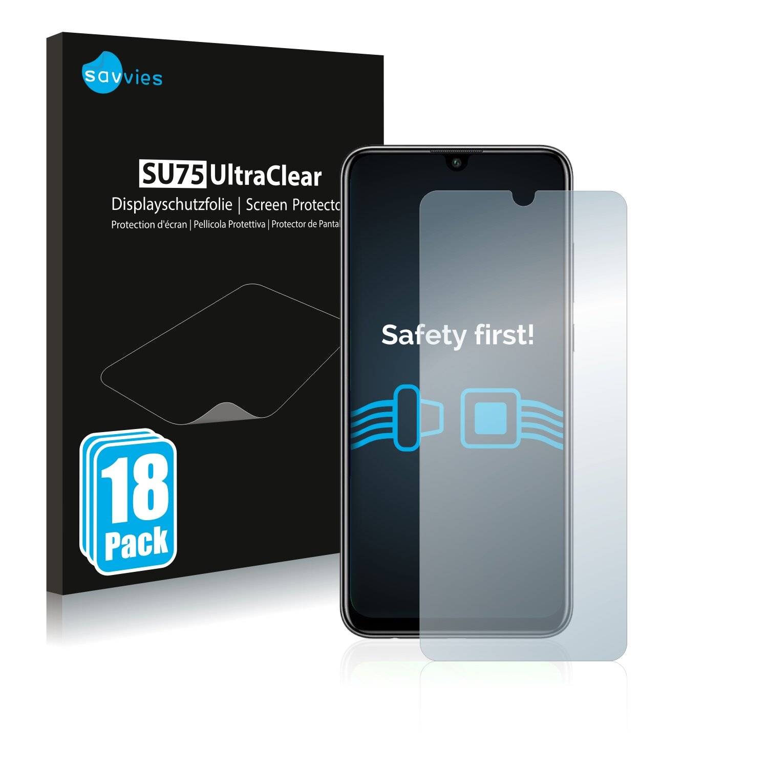 18x Savvies SU75 Displayschutzfolie für Huawei P smart
