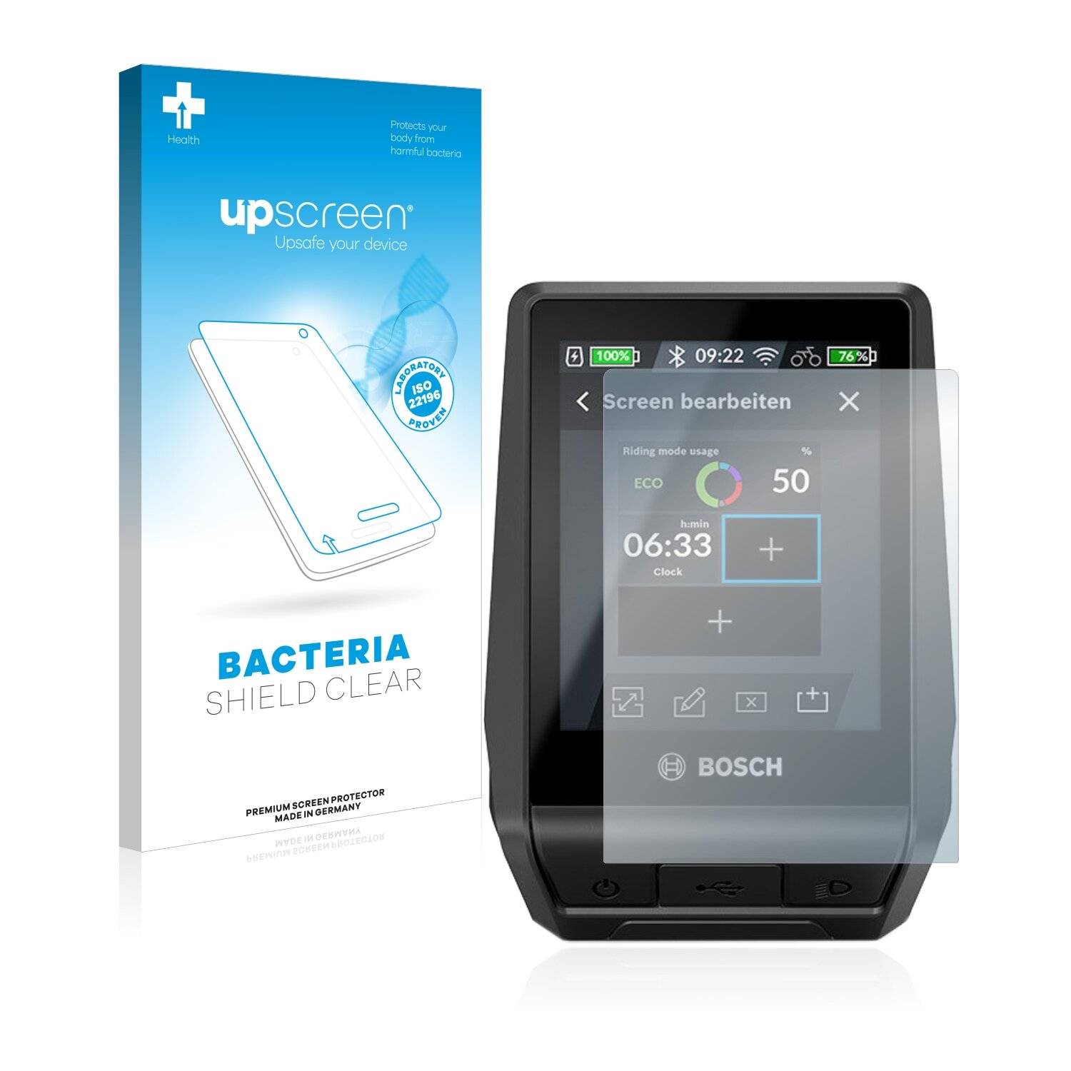 upscreen Bacteria Shield Clear Premium Antibakterielle Displayschutzfolie für Bosch Nyon