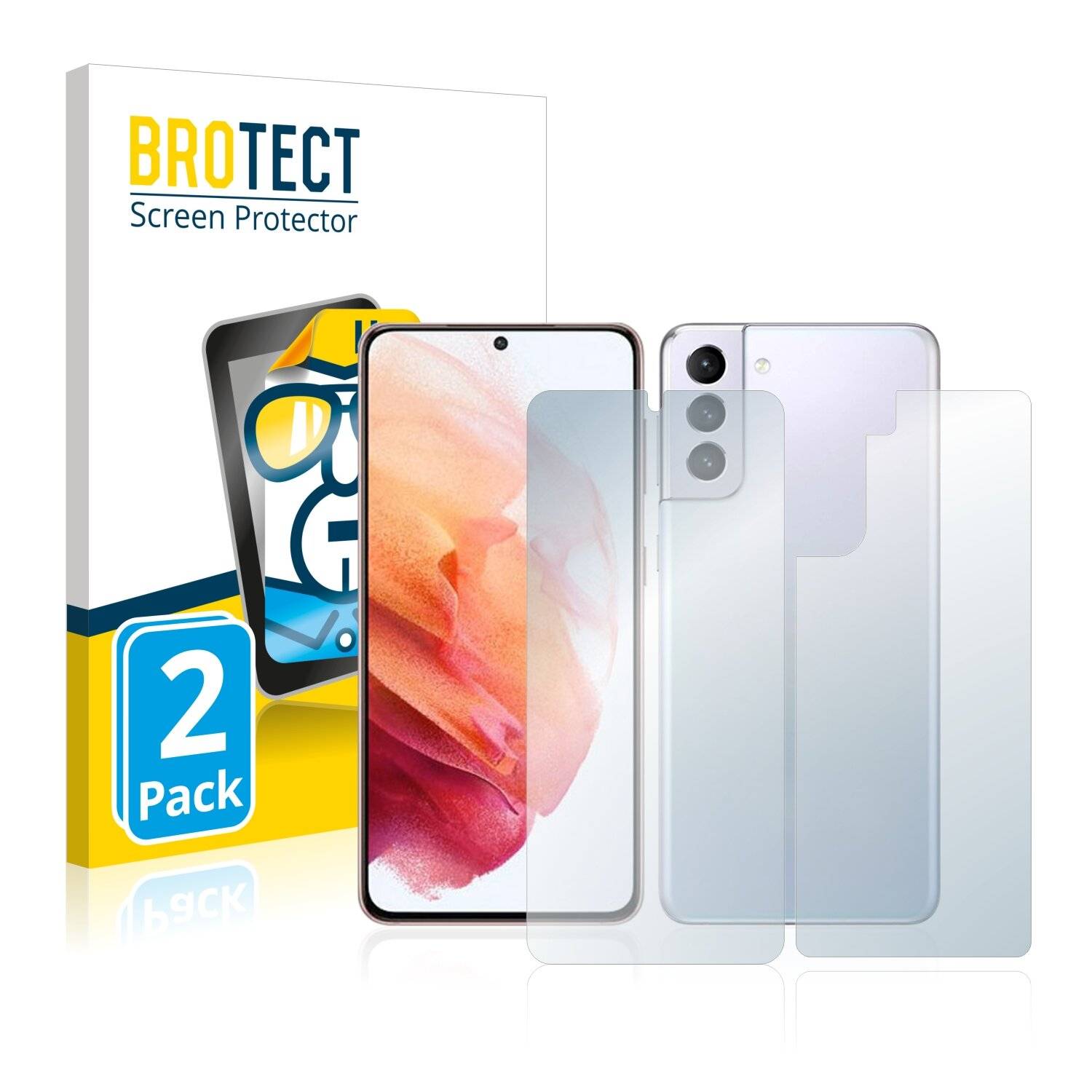 2x BROTECT HD-Clear Displayschutzfolie für Samsung Galaxy S21 (Vorder +